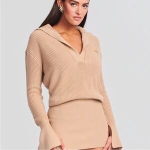 SER.O.YA Beige Ribbed Knit Sweater